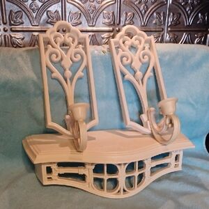 Elegant Cream Wall Sconce Set With Shelf